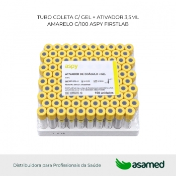 TUBO COLETA C/ GEL + ATIVADOR 3,5L AMARELO C/100 ASPY FIRSTLAB