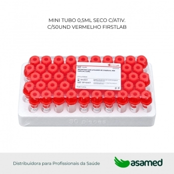 MINI TUBO 0,5ML SECO C/50UND VERMELHO FIRSTLAB