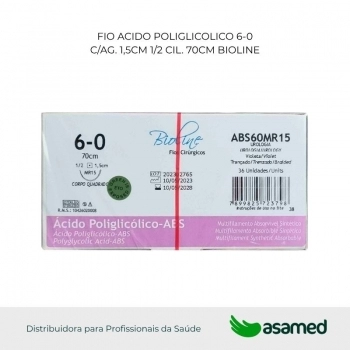 FIO ACIDO POLIGLICOLICO 6-0 VIOLETA C/AG 1,5CM 1/2 CIL. 70CM BIOLINE