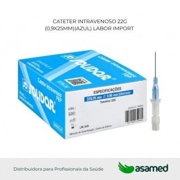 CATETER INTRAVENOSO 22G (0,9X25MM)(AZUL) SOLIDOR