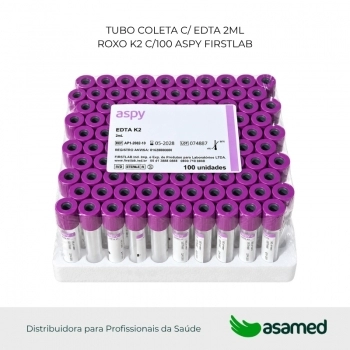 TUBO COLETA C/ EDTA 2ML ROXO K2 C/100 ASPY FIRSTLAB