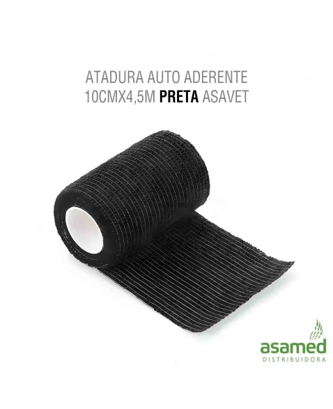 ATADURA AUTO ADERENTE 10CMX4,5M PRETA ASAVET