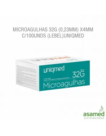 MICROAGULHAS 32G (0,23MM) X 4MM C/100UNDS (LEBEL)UNIQMED