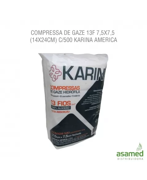 COMPRESSA DE GAZE 13F 7,5X7,5 (14X24CM) C/500 KARINA AMERICA
