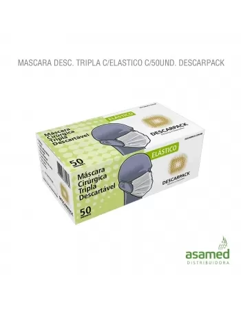 MASCARA DESC. TRIPLA C/ELASTICO C/50UND. BRANCA DESCARPACK