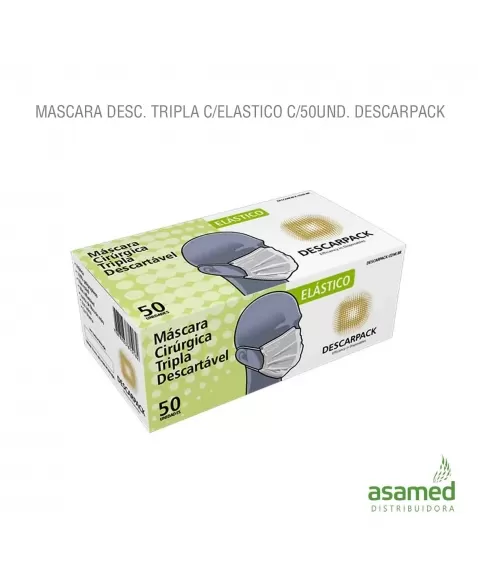 MASCARA DESC. TRIPLA C/ELASTICO C/50UND. BRANCA DESCARPACK