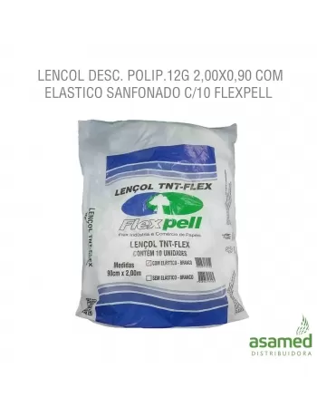 LENCOL DESC. POLIP.12G 2,00X0,90 COM ELASTICO SANFONADO C/10 FLEXPELL