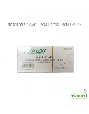 FIO NYLON 5-0 C/AG. 1,5CM 1/2 TRG. 45CM SHALON