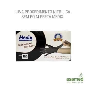 LUVA PROCEDIMENTO NITRILICA SEM PO M PRETA MEDIX