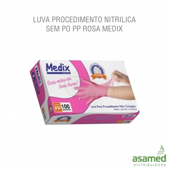 LUVA PROCEDIMENTO NITRILICA SEM PO PP ROSA MEDIX