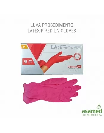 LUVA PROCEDIMENTO LATEX COM PO P RED/PINK ROSA UNIGLOVES