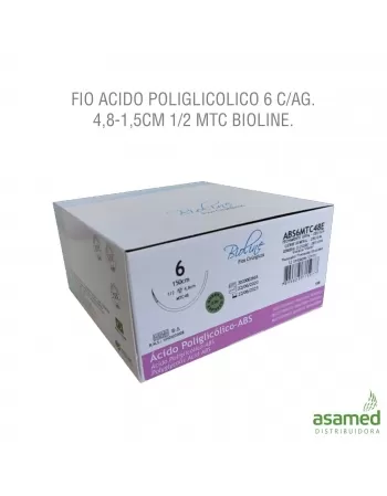 FIO ACIDO POLIGLICOLICO 6-0 C/AG. 1,5CM 1/2 CIL. 70CM BIOLINE