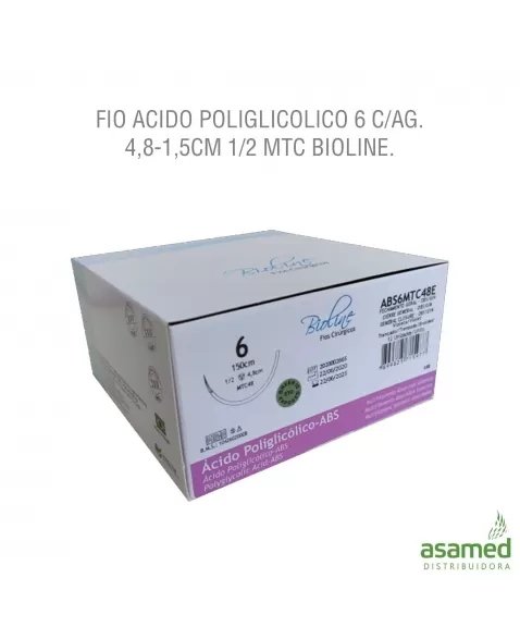 FIO ACIDO POLIGLICOLICO 6-0 C/AG. 1,5CM 1/2 CIL. 70CM BIOLINE