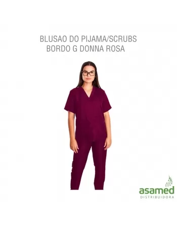 BLUSAO DO PIJAMA/SCRUBS BORDO G DONNA ROSA