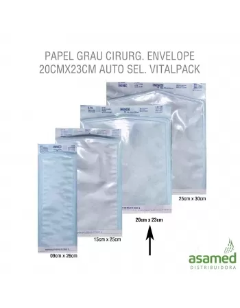 PAPEL GRAU CIRURG. ENVELOPE 20CMX23CM AUTO SEL. VITALPACK