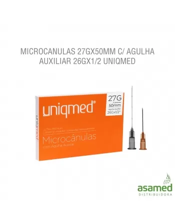 MICROCANULAS 27GX50MM C/ AGULHA AUXILIAR 26GX1/2 UNIQMED