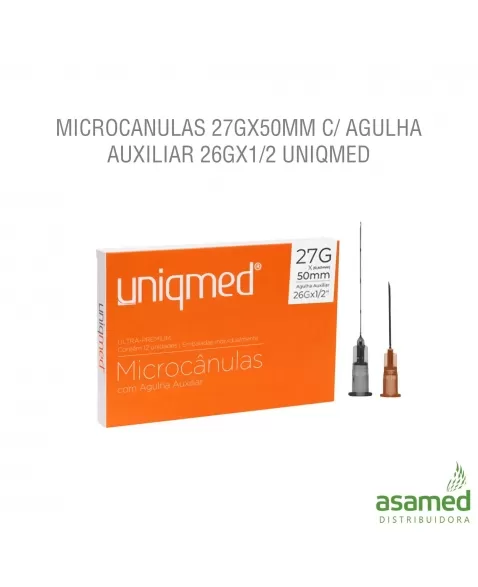 MICROCANULAS 27GX50MM C/ AGULHA AUXILIAR 26GX1/2 UNIQMED
