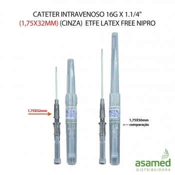 CATETER INTRAVENOSO 16G X 1.1/4" (1,75X32MM)(CINZA) NIPRO