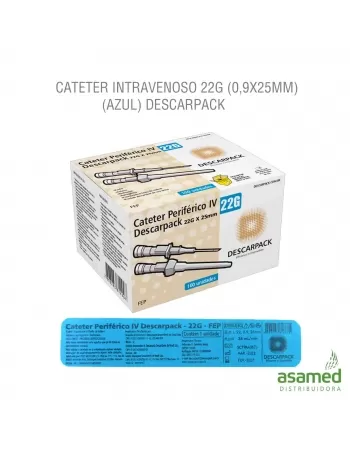 CATETER INTRAVENOSO 22G (0,9X25MM)(AZUL) DESCARPACK