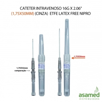 CATETER INTRAVENOSO 16G X 2.06\" (1,75X50MM)(CINZA) ETFE LATEX FREE NIPRO