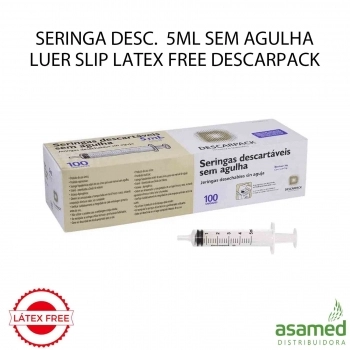 SERINGA DESC. 5ML SEM AGULHA LUER SLIP LATEX FREE DESCARPACK