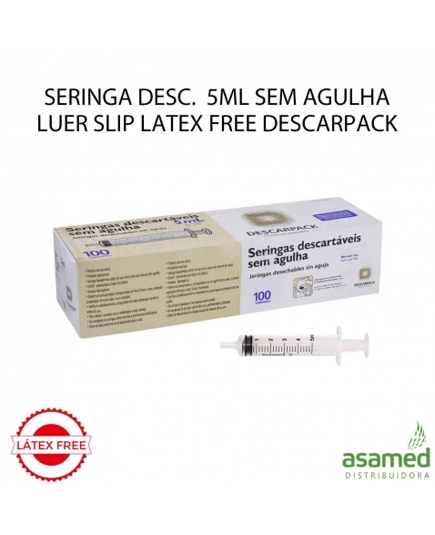 SERINGA DESC. 5ML SEM AGULHA LUER SLIP LATEX FREE DESCARPACK