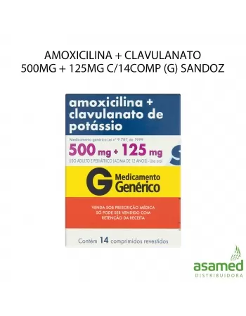 AMOXICILINA + CLAVULANATO 500MG + 125MG C/14COMP (G) SANDOZ