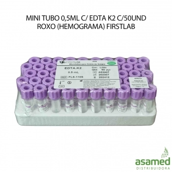 MINI TUBO 0,5ML C/ EDTA K2 C/50UND ROXO (HEMOGRAMA) FIRSTLAB