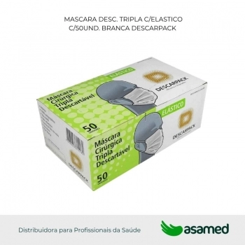 MASCARA DESC. TRIPLA C/ELASTICO C/50UND. BRANCA DESCARPACK