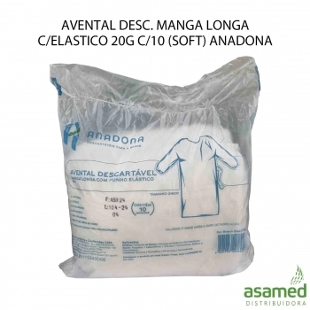 AVENTAL DESC. MANGA LONGA C/ELASTICO 20G C/10 (SOFT) ANADONA