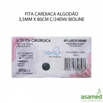 FITA CARDIACA ALGODÃO 3,5MM X 80CM C/24ENV BIOLINE