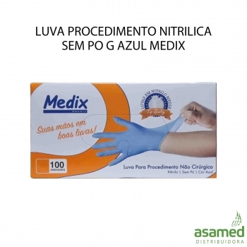 LUVA PROCEDIMENTO NITRILICA SEM PO G AZUL MEDIX