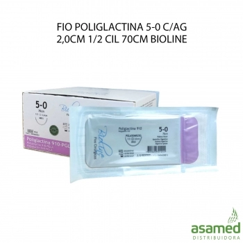FIO POLIGLACTINA 5-0 C/AG 2,0CM 1/2 CIL 70CM BIOLINE