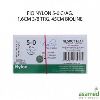 FIO NYLON 5-0 C/AG. 1,6CM 3/8 TRG. 45CM BIOLINE