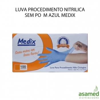 LUVA PROCEDIMENTO NITRILICA SEM PO M AZUL MEDIX