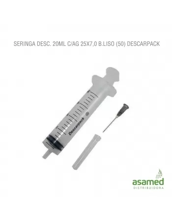 SERINGA DESC. 20ML COM AGULHA 25X7,0 LUER SLIP LATEX FREE DESCARPACK