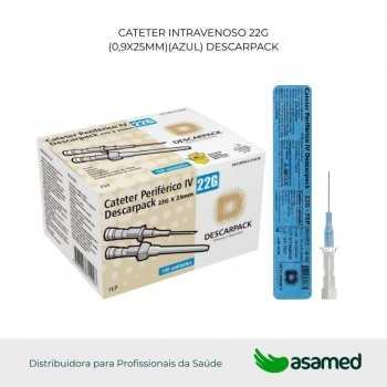 CATETER INTRAVENOSO 22G (0,9X25MM)(AZUL) DESCARPACK