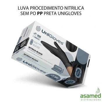 LUVA PROCEDIMENTO NITRILICA SEM PO PP PRETA UNIGLOVES