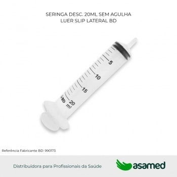 SERINGA DESC. 20ML SEM AGULHA LUER SLIP LATERAL BD