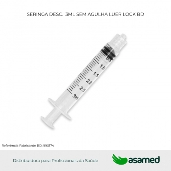 SERINGA DESC. 3ML SEM AGULHA LUER LOCK BD