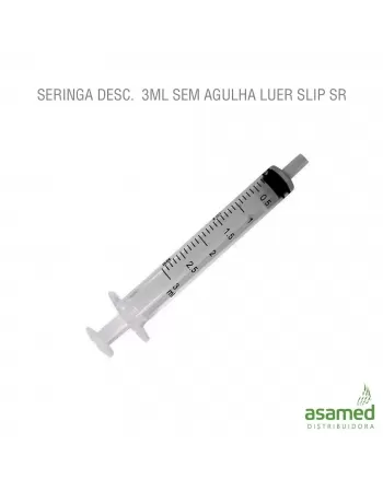 SERINGA DESC. 3ML SEM AGULHA LUER SLIP LATEX FREE SR