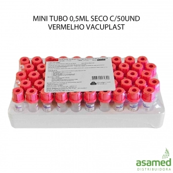 MINI TUBO 0,5ML SECO C/50UND VERMELHO VACUPLAST