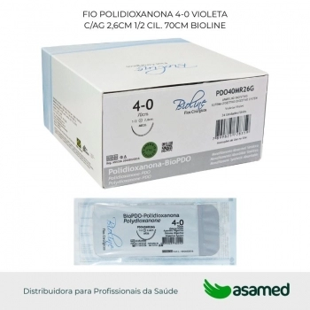 FIO POLIDIOXANONA 4-0 VIOLETA C/AG 2,6CM 1/2 CIL. 70CM BIOLINE