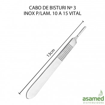 CABO DE BISTURI Nº 3 INOX P/LAM. 10 A 15 VITAL