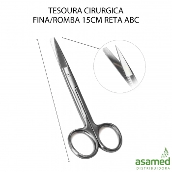 TESOURA CIRURGICA FINA/ROMBA 15CM RETA ABC