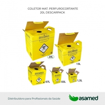 COLETOR MAT. PERFURO CORTANTE 20L DESCARPACK