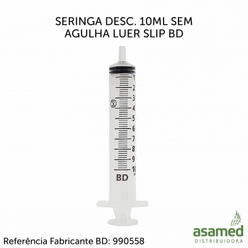 SERINGA DESC. 10ML SEM AGULHA LUER SLIP BD