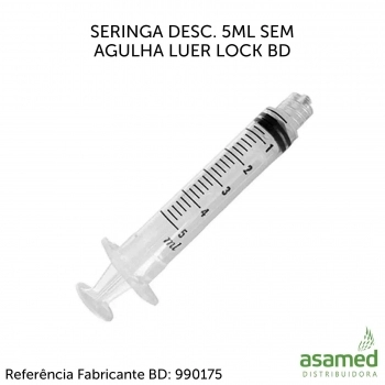 SERINGA DESC. 5ML SEM AGULHA LUER LOCK BD