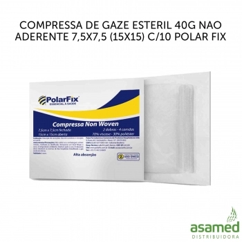 COMPRESSA DE GAZE ESTERIL 40G NAO ADERENTE 7,5X7,5 (15X15) C/10 POLAR FIX