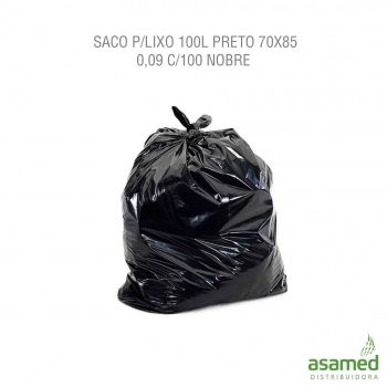 SACO P/LIXO 100L PRETO 70X85 0,09 C/100 NOBRE